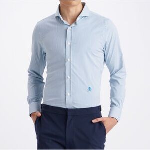 G/FORE Men's Blue White Striped Button-down Slim Fit Dress Shirt NEW Size Large